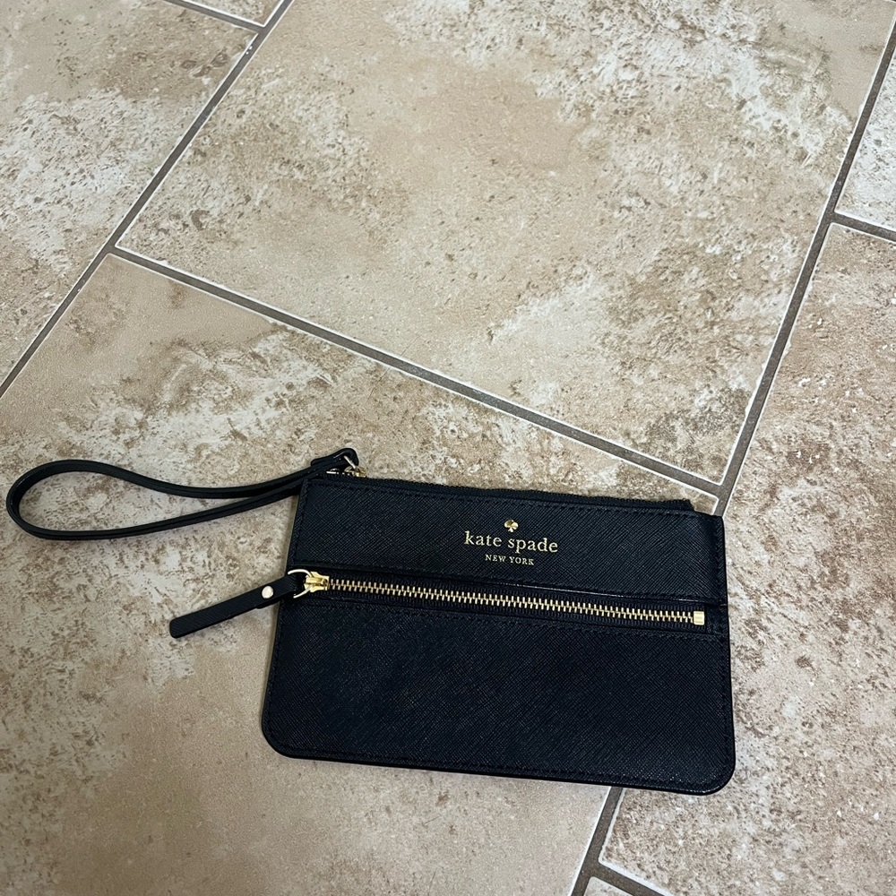 Kate Spade Black Clutch with Gold Zipper